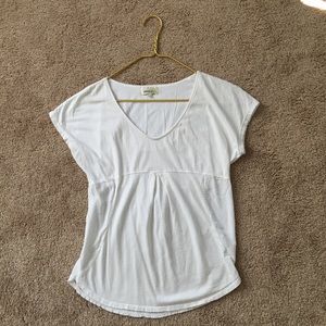 Anthropologie white v-neck blousy tee