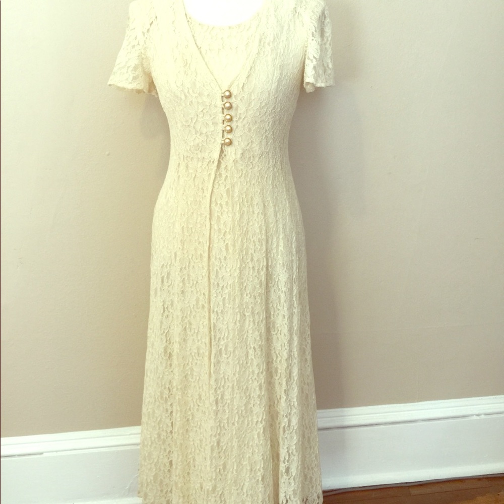 90s ivory lace dress