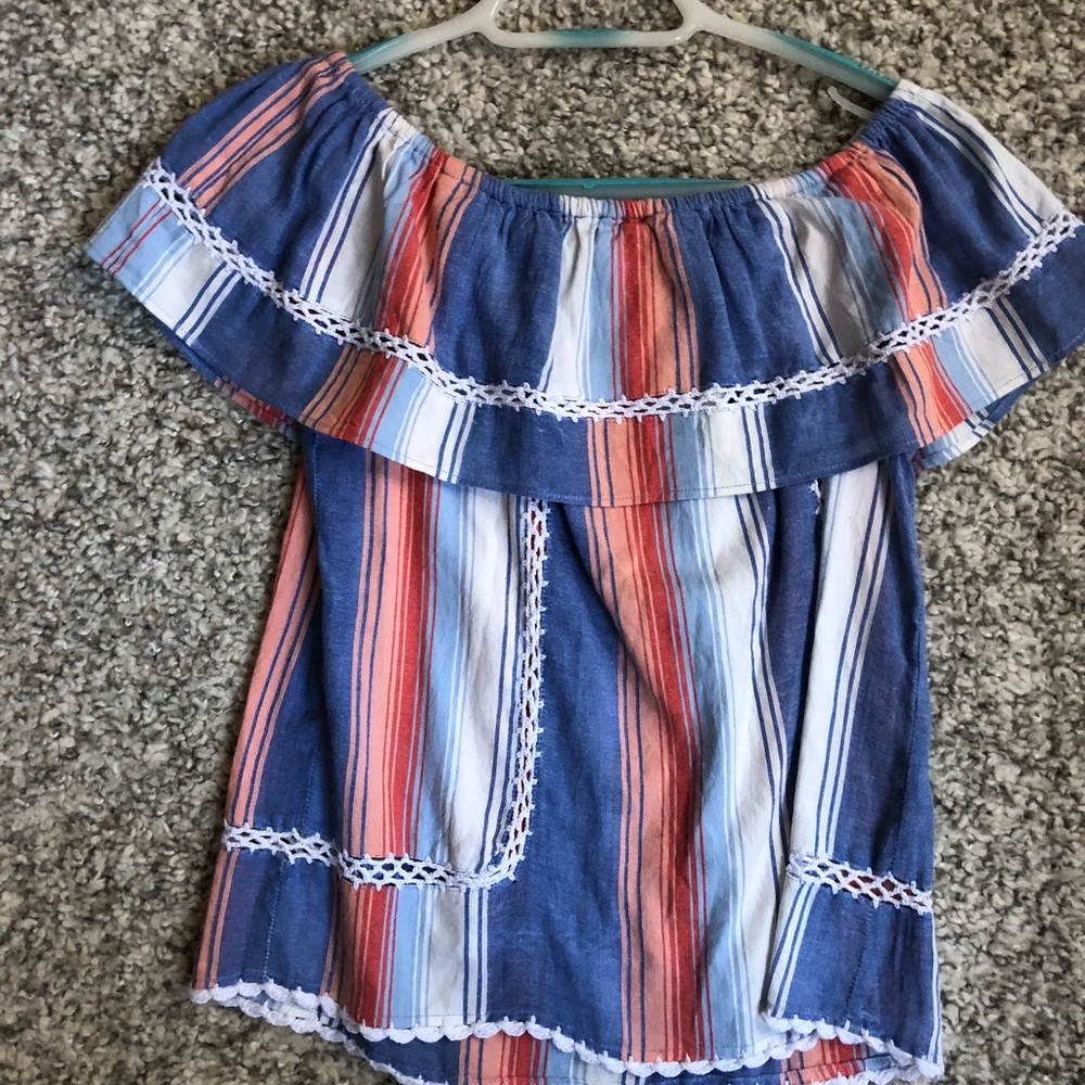 Sailor off the shoulder stripes top