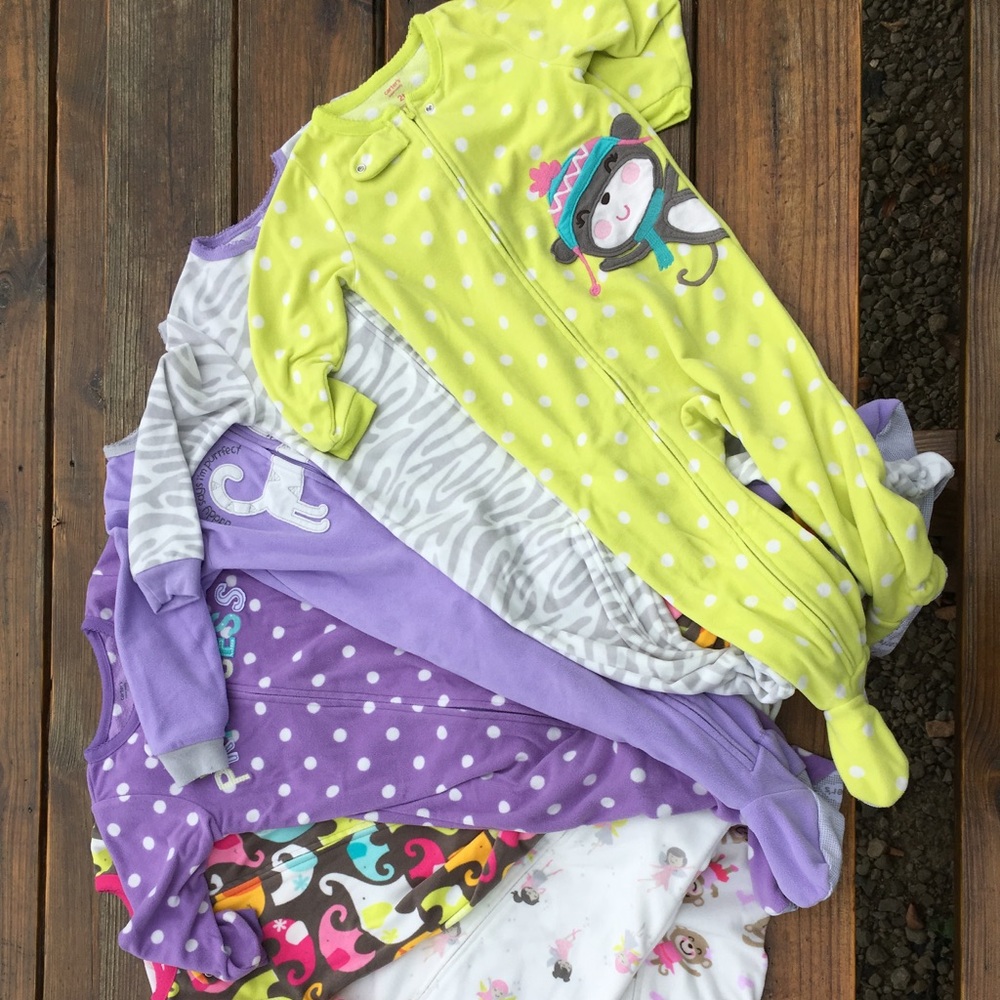 7 2T Fleece footie pj's(Carter's and Just For 1)