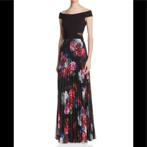 AQUA floral print gown