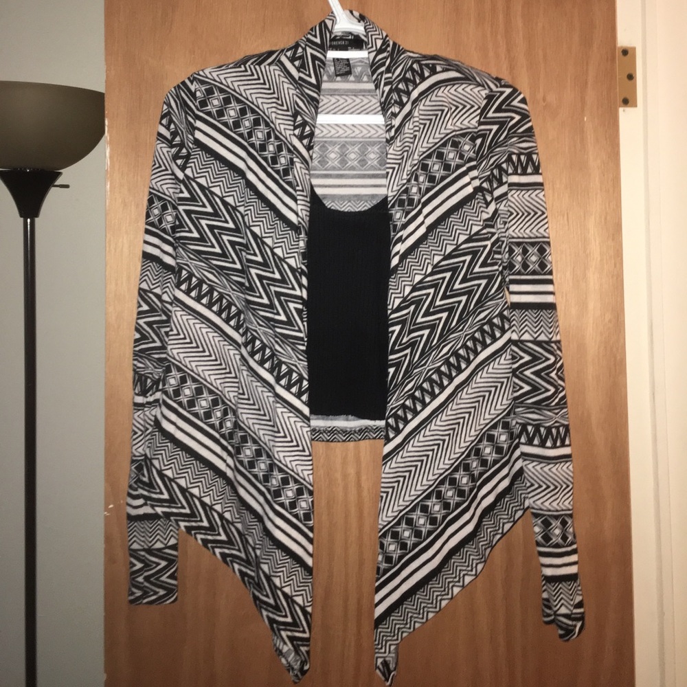 Off white and black patterned cardigan