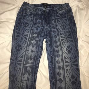 Tribal patterned, mid waisted skinny jeans
