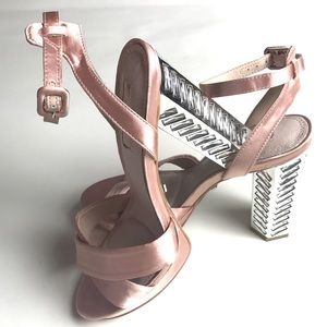 Topshop pink satin Jewel Heel Platforms