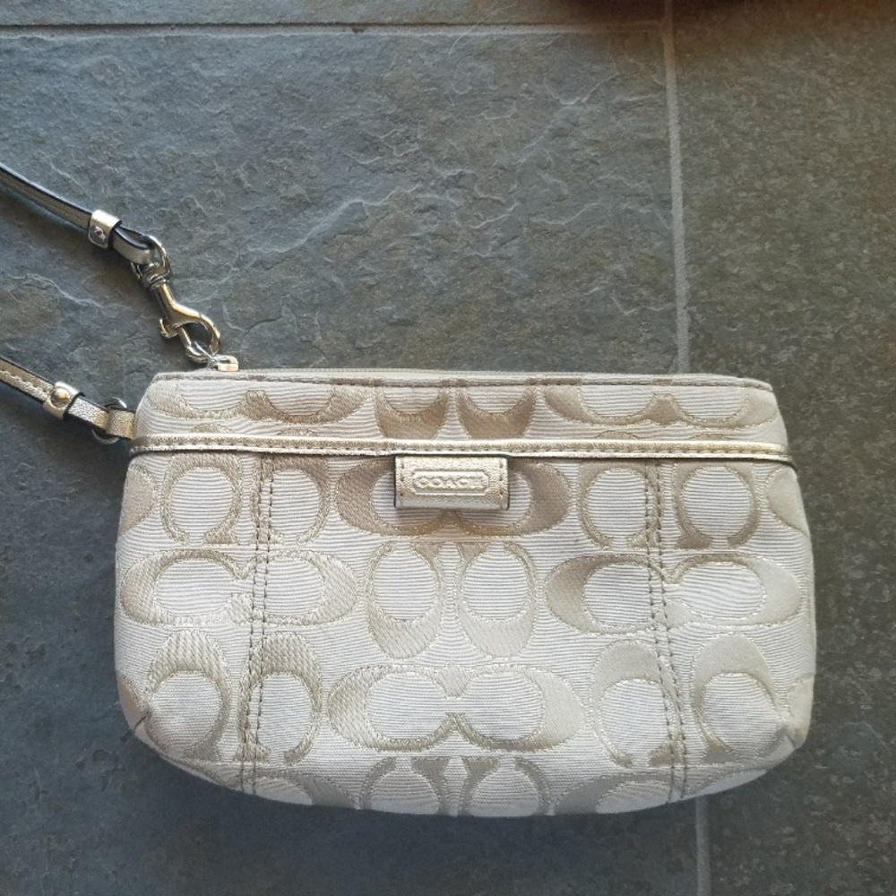 Coach Wristlet Gold and Silver