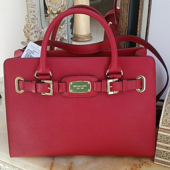 MICHAEL Michael Kors Handbags - HP Michael Kors Hamilton Red Leather handbag purse