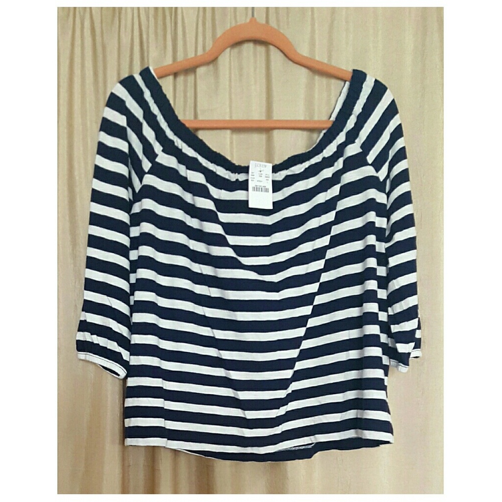 J Crew Off The Shoulder Stripe Top
