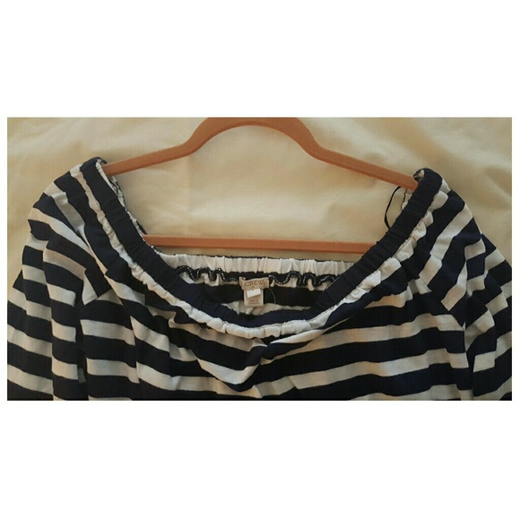 J Crew Off The Shoulder Stripe Top - Picture 2 of 2