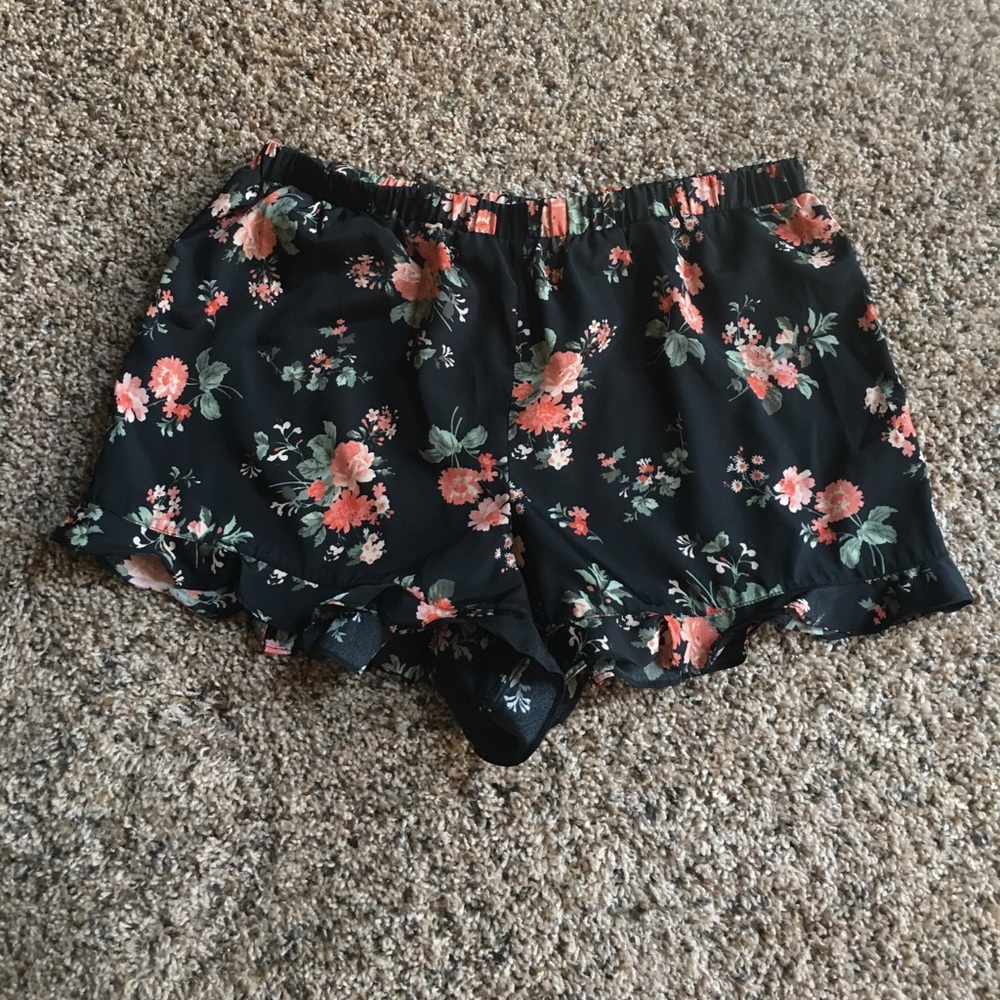Black Floral Shorts by Jack