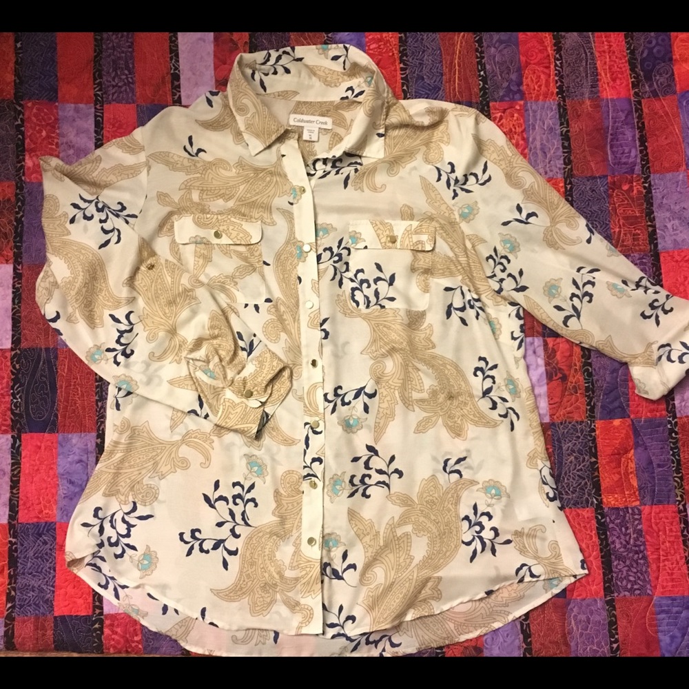 Women’s Paisley Nude Golden Blouse XL 🍁