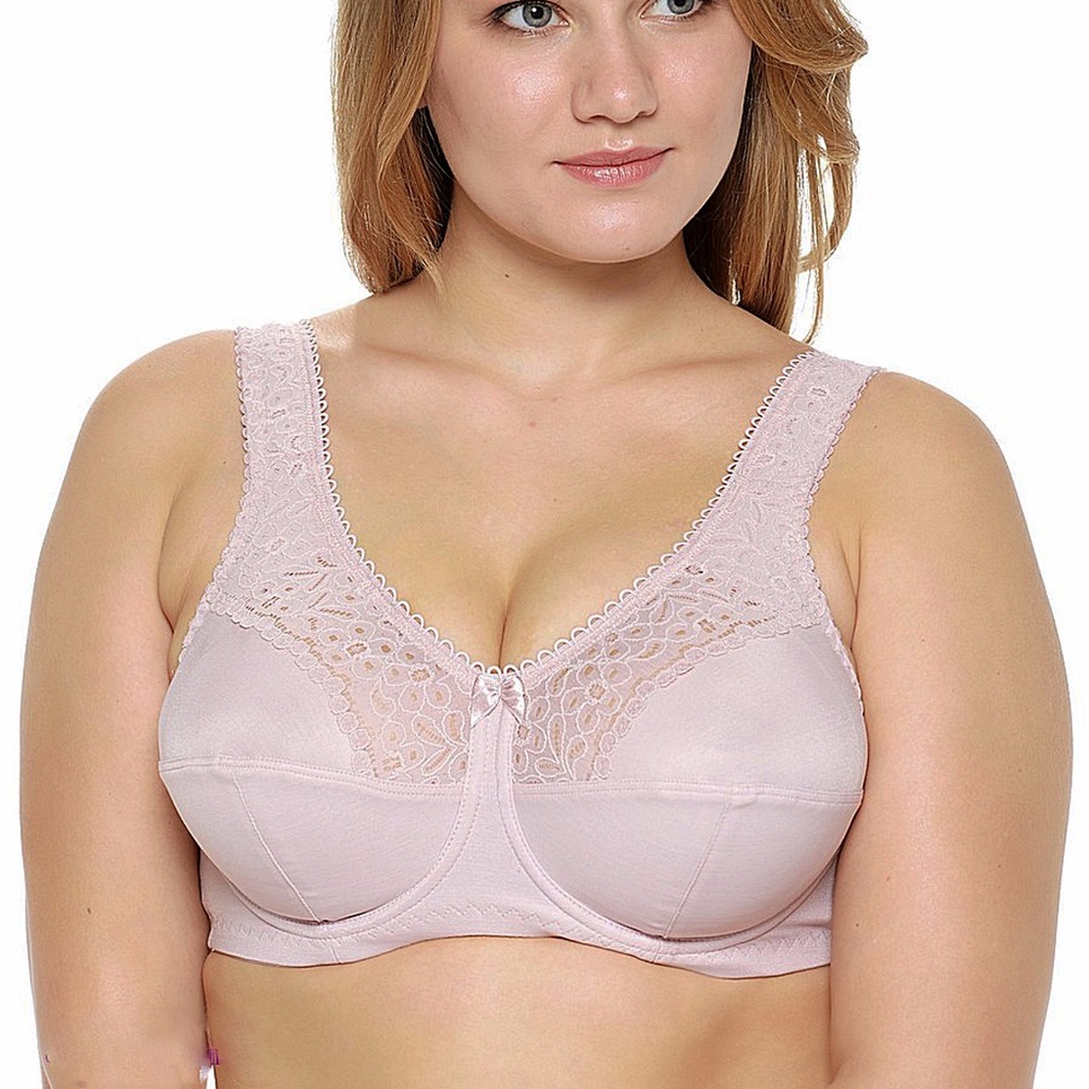 FULL FIGURE UNDERWIRED BEIGE BRA, Wide Straps, MADE IN EUROPE