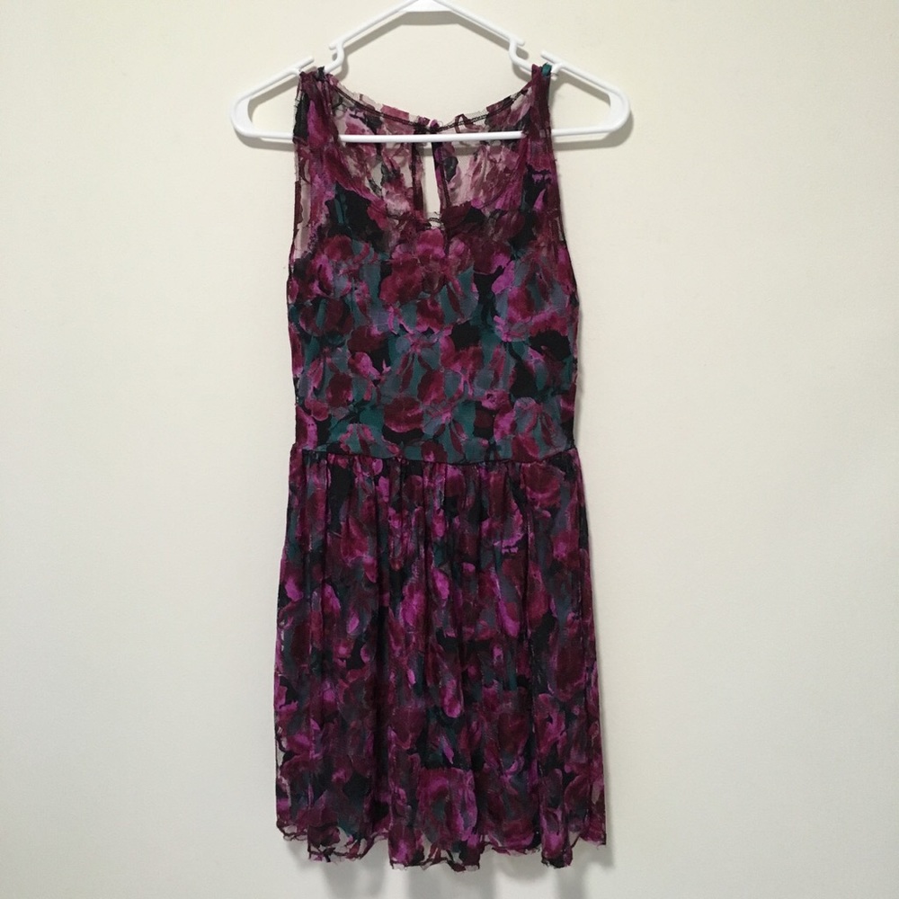 Teal and Magenta Lace Dress