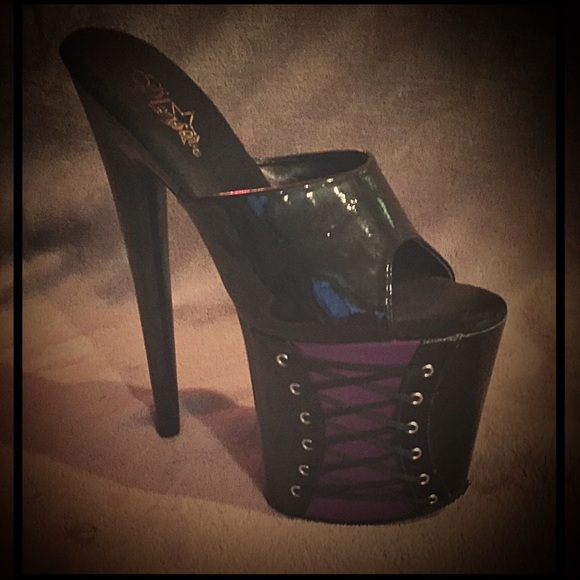 pleaser mules heel