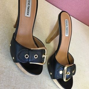 Steve Madden Black Leather Crunk High Heel Sz 7.5