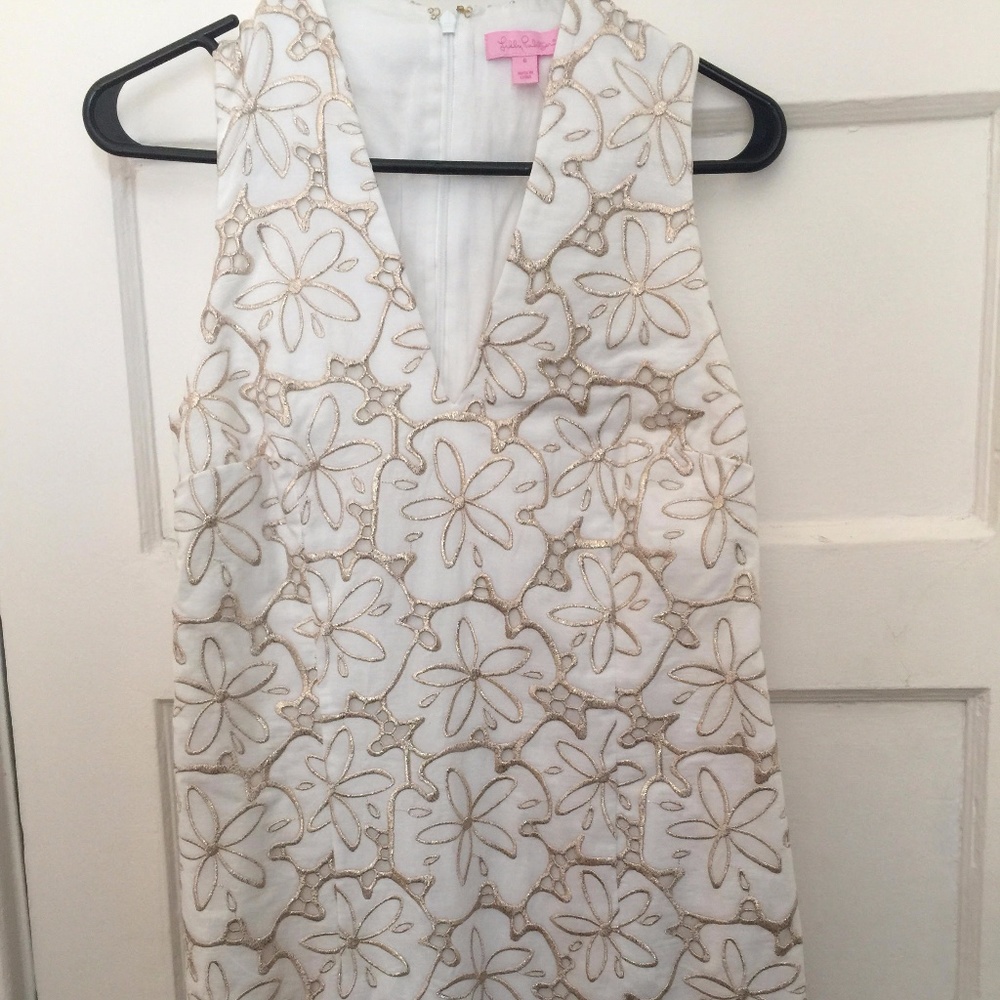 Lilly pultizer dress white and gold