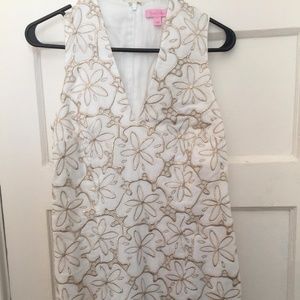 Lilly pultizer dress white and gold