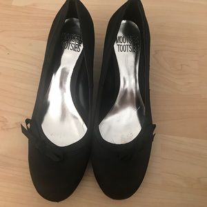 Black Satin Kitten Heels shoes with bows