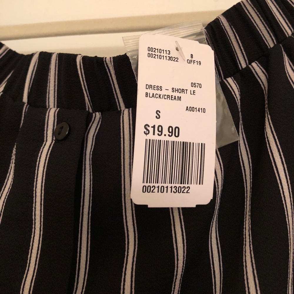 Black Striped Off-the-Shoulder Dress - Picture 3 of 3