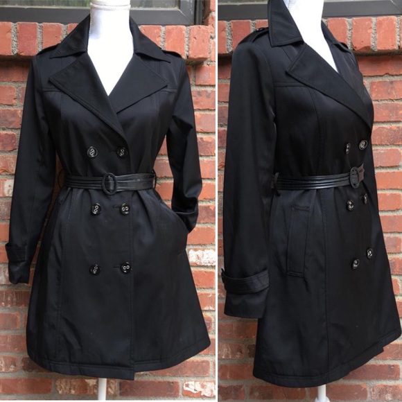 Max Mara silky soft black rain trench coat Sz 8 - Picture 3 of 8