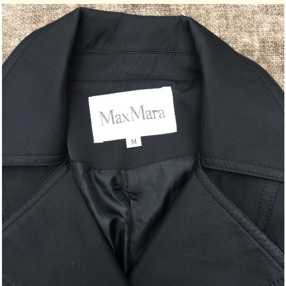 Max Mara silky soft black rain trench coat Sz 8 - Picture 6 of 8