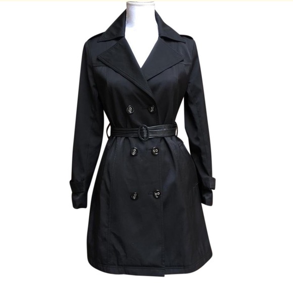 Max Mara silky soft black rain trench coat Sz 8 - Picture 7 of 8