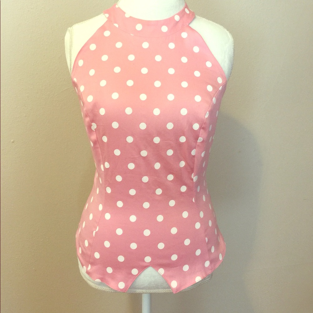 Pinup girl clothing top pink polkadots