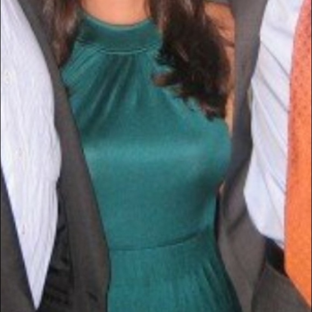 Emerald green silk dress