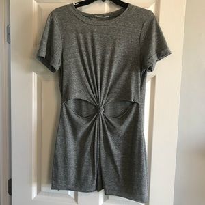 Grey Knot Front T-shirt dress
