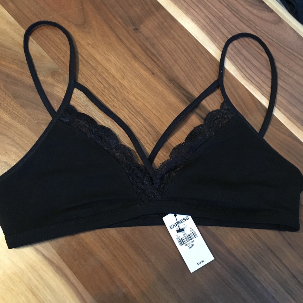 NWT Express black strappy lace trim Bralette-small
