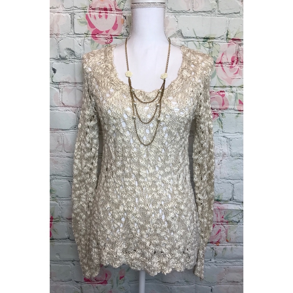 Cream Lucky Brand Knit Sweater (S)