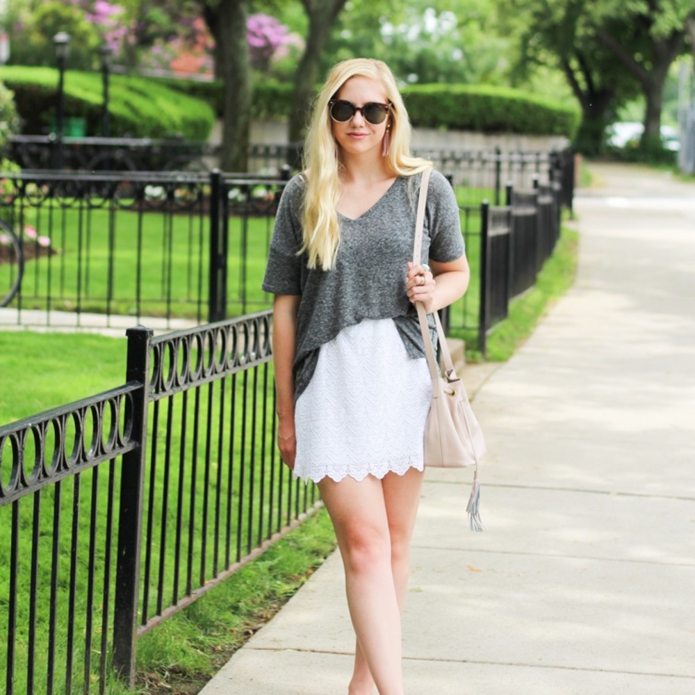 White J. Crew Lace Skirt