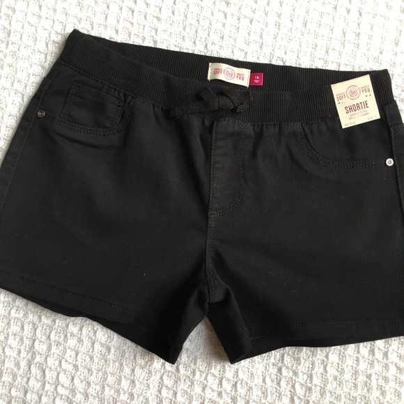 SO Ribbed Waist Sateen Shorts Black New - Picture 2 of 6