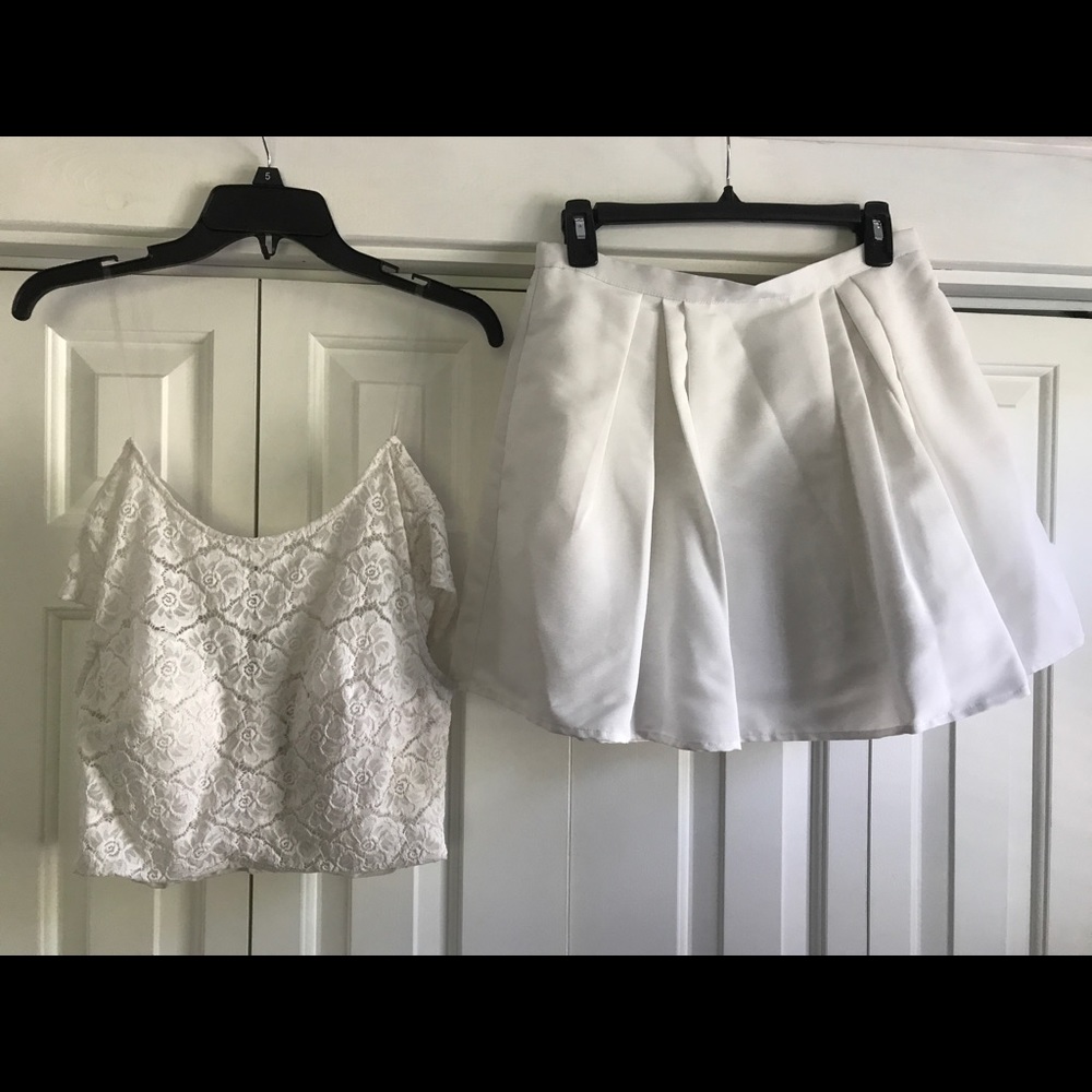 Lace Ivory Crop Top & Skirt Set