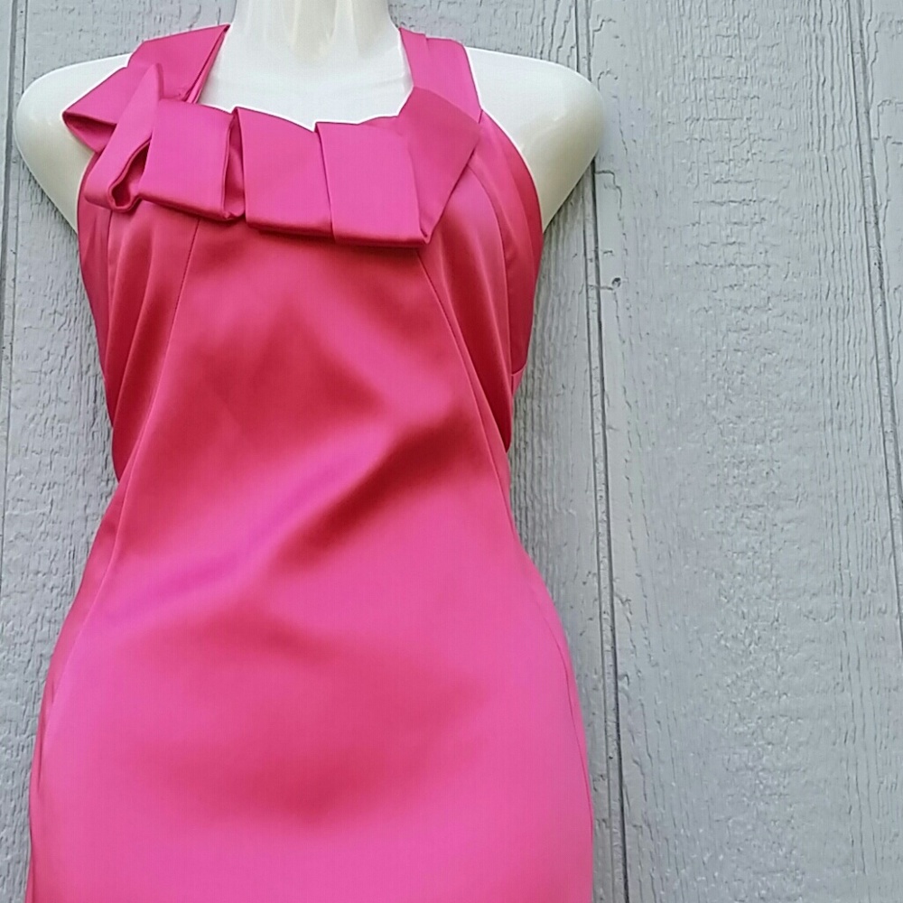 Sexy Pink Embellished Lapel Cocktail Dress