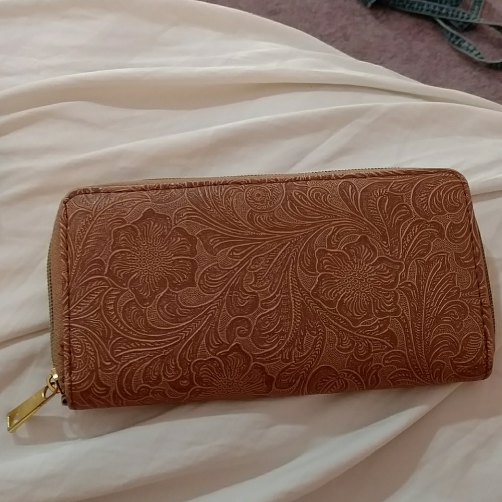 Tan floral wallet