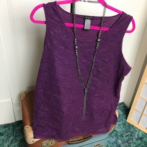 Ann Taylor lace front sleeveless blouse