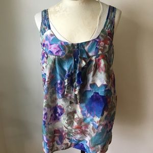 Anthropologie Floral silk tank