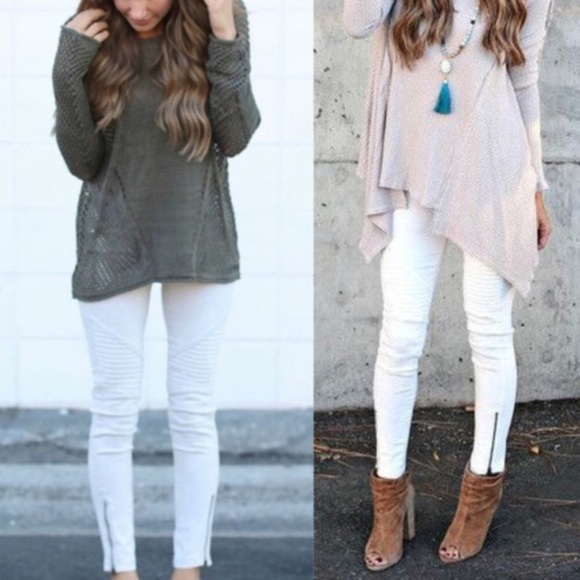 🎈SALE🎈WHITE BIKER PANTS - Picture 2 of 2