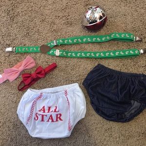 NWOT Baby bloomers, ties, & suspenders