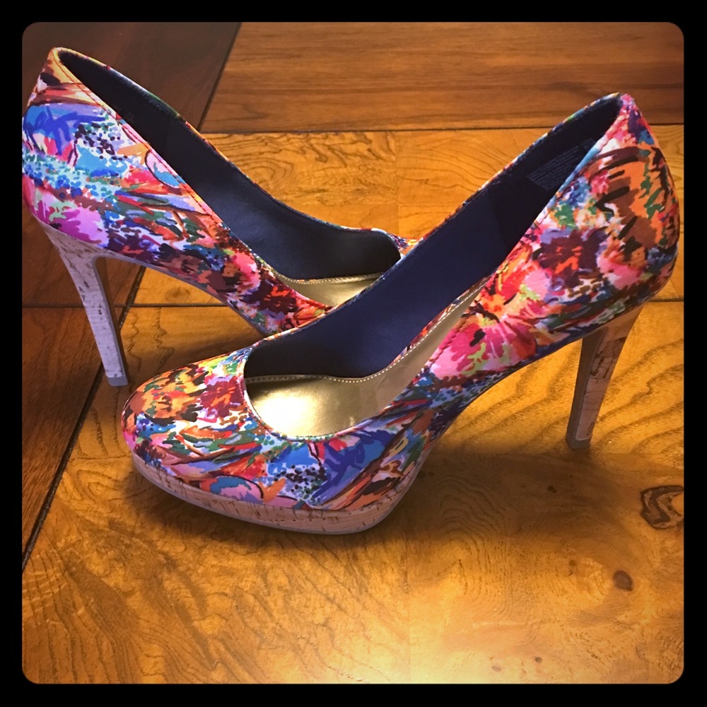 Fioni WATERCOLOR FLORAL HEELS