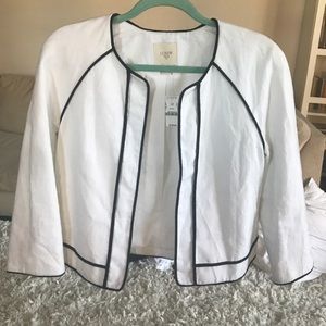 J Crew White Blazer Black Piping