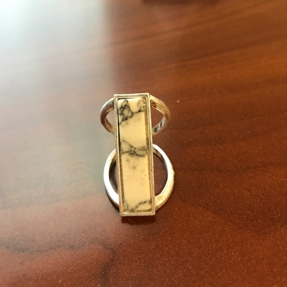 Silver Knuckle ring with Faux Stone.