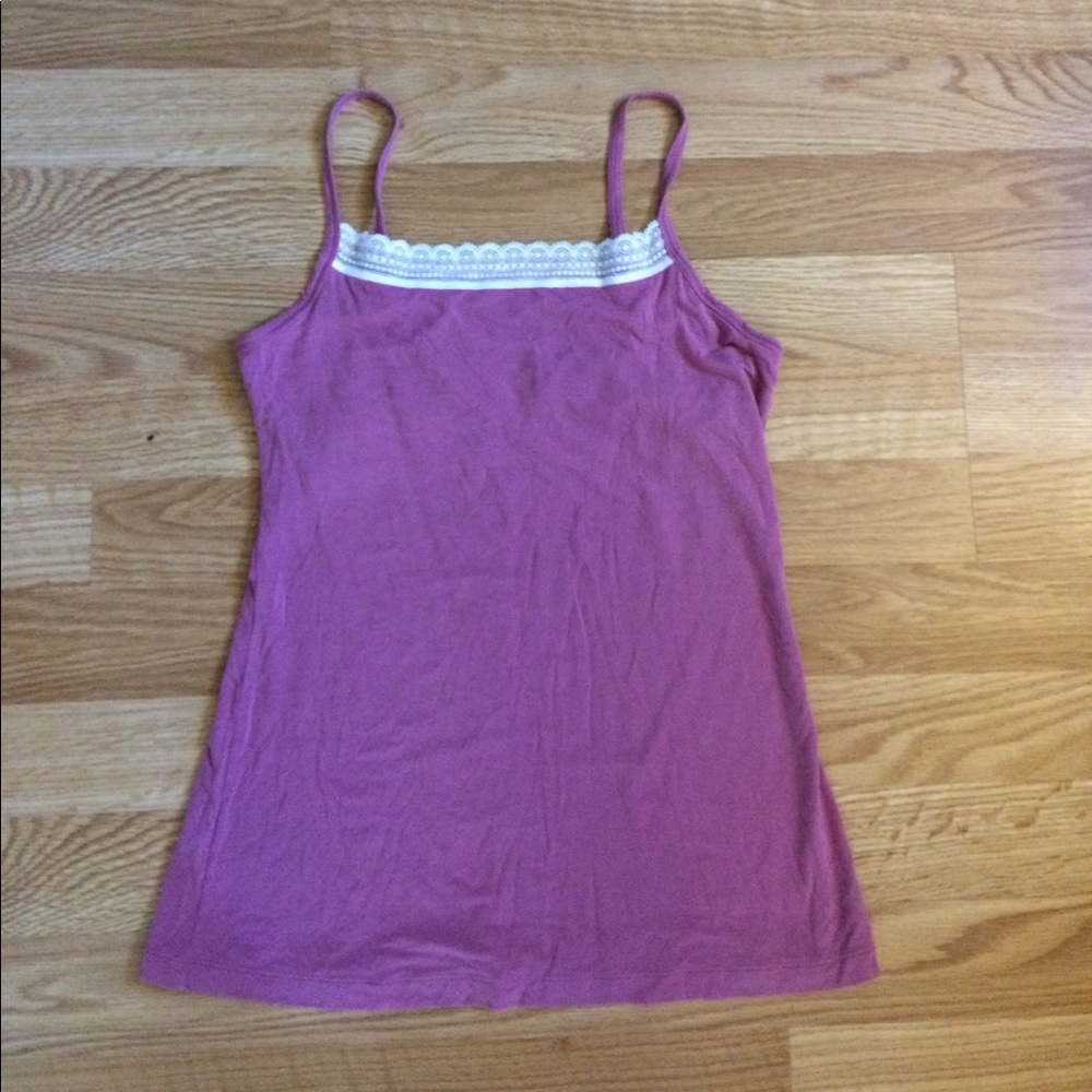 Dark pink tank top.