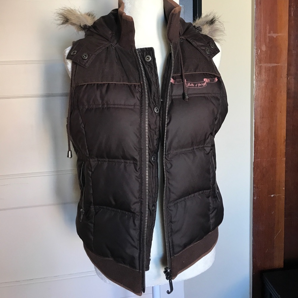 Juicy Couture hooded vest, reversible. Size M