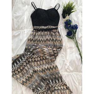 Neutral colored maxi dress