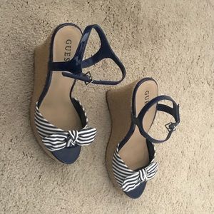 Guess blue navy wedges
