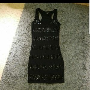 WET SEAL BLACK SEQUIN TANK MINI DRESS, S