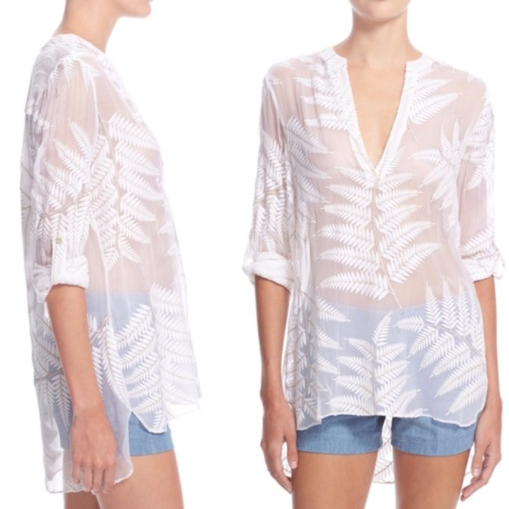 Alice & Olivia Darcelle Embroidered Silk Shirt