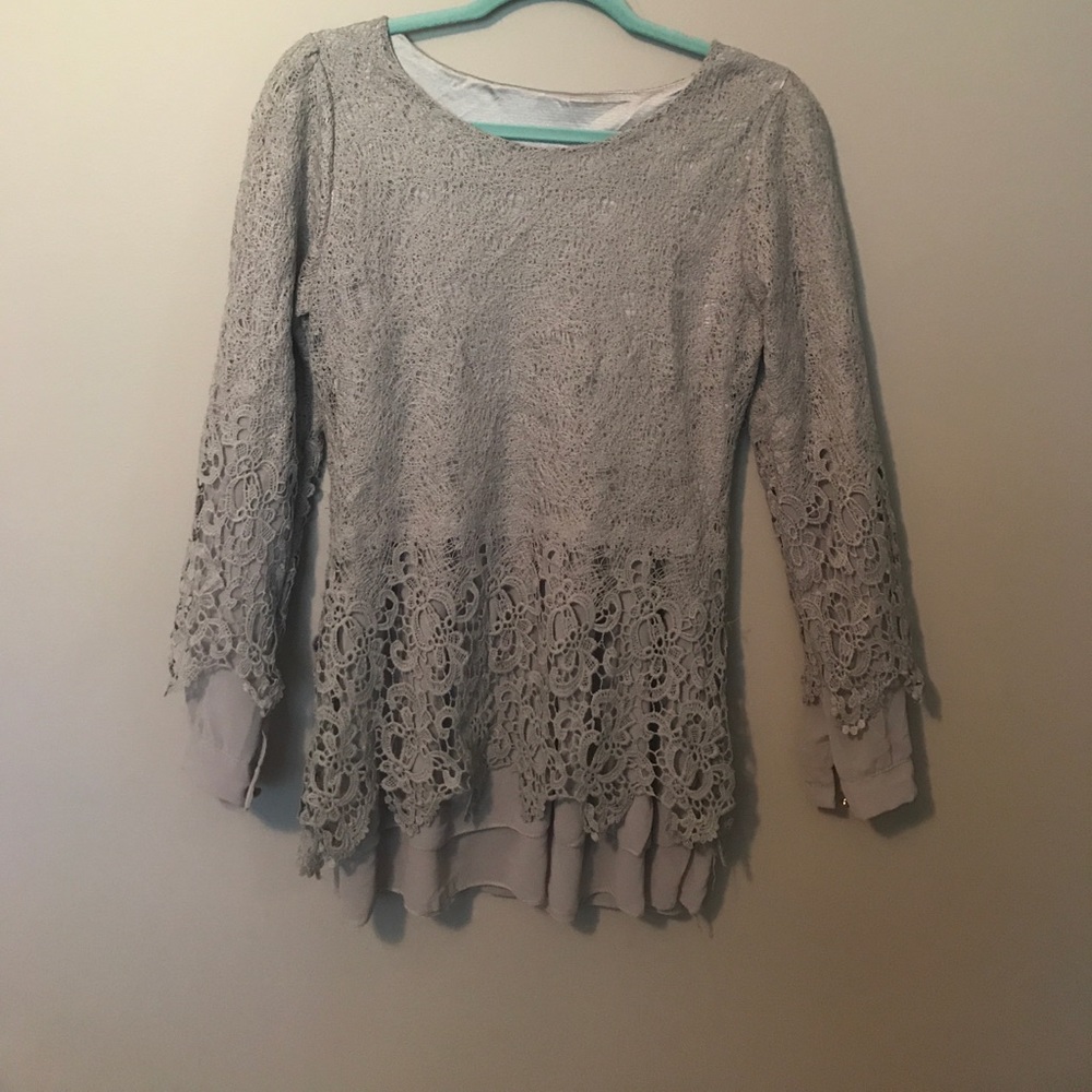 Grey lacy tunic