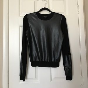 Topshop Faux Leather Paneled Sweater